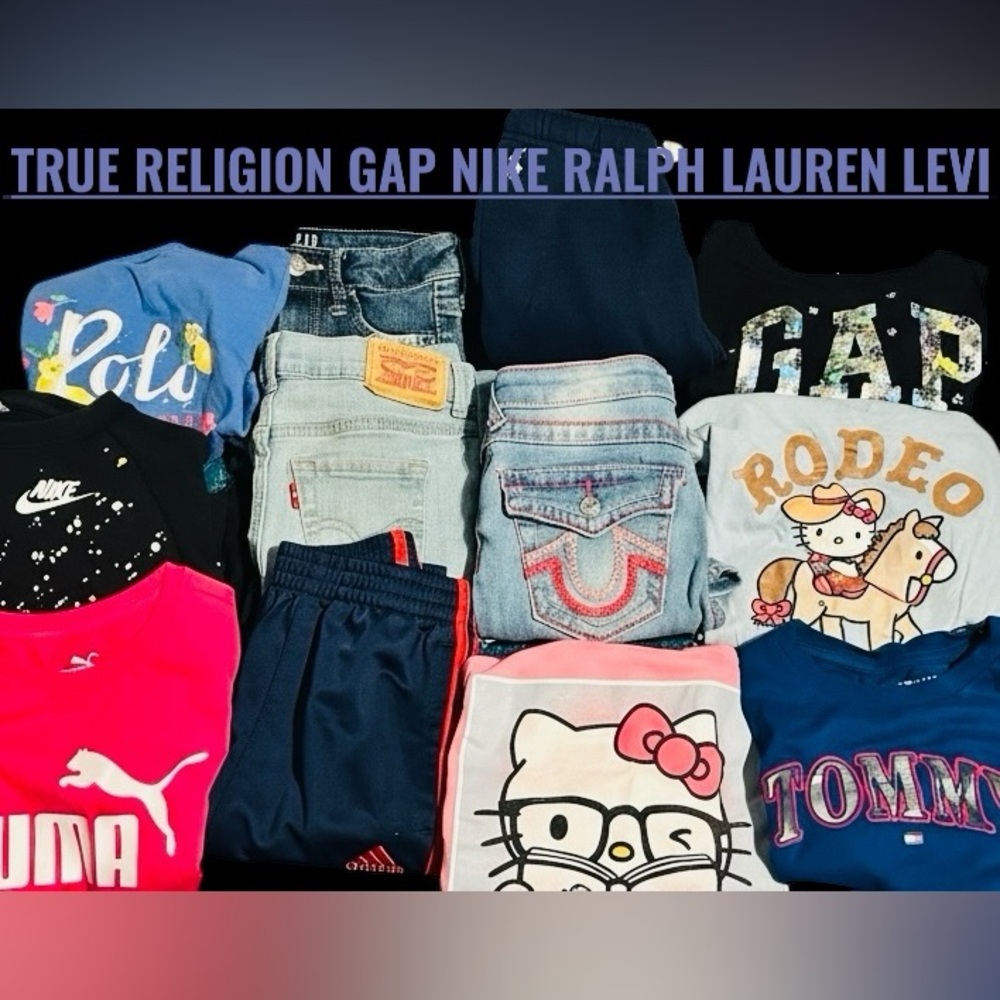 Big Girl size 6 bundle (12 pieces). Brands include Gap, True Religion, Ralph Lau